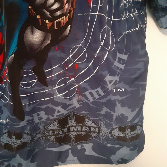 Vtg Batman Mens S Blue AOP Button Up Shirt Dc Comics Warner Bros - Picture 7 of 11